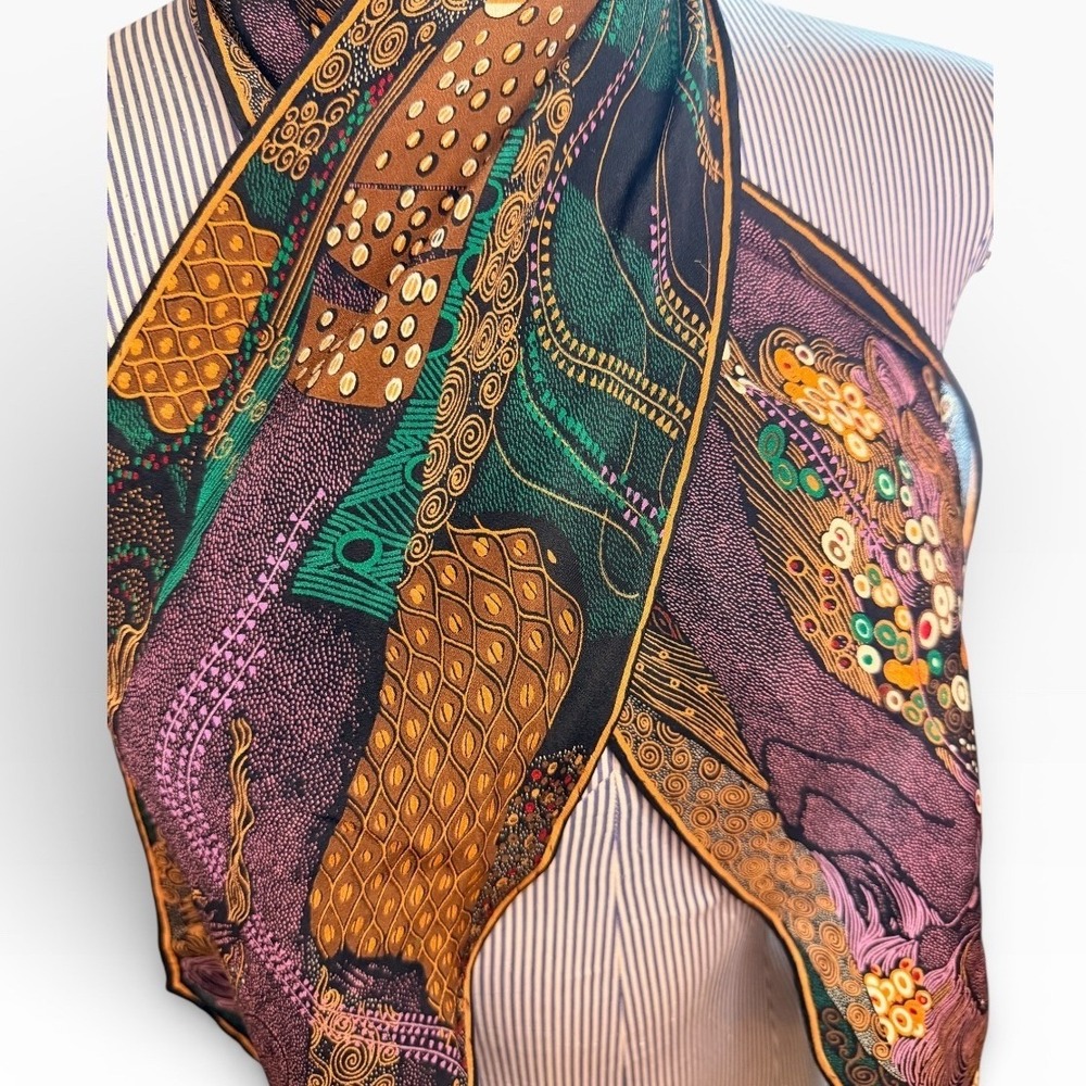 Bottega Veneta long Silk Scarf inspired by Gustav Klimt Designer Accessory - Picture 7 of 10